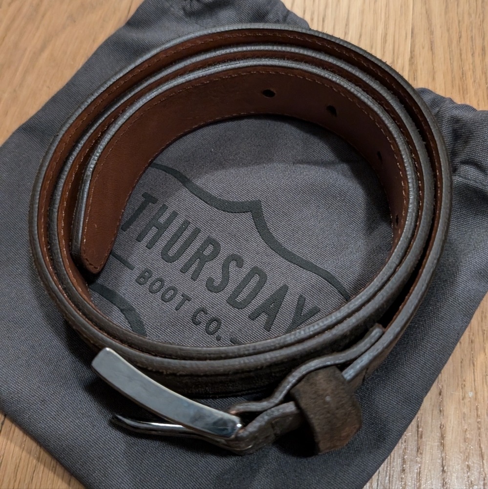 Thursday Men's Classic Dark Olive Suede Leather Belt